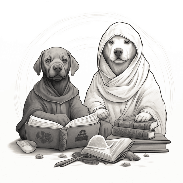 Dogs with books